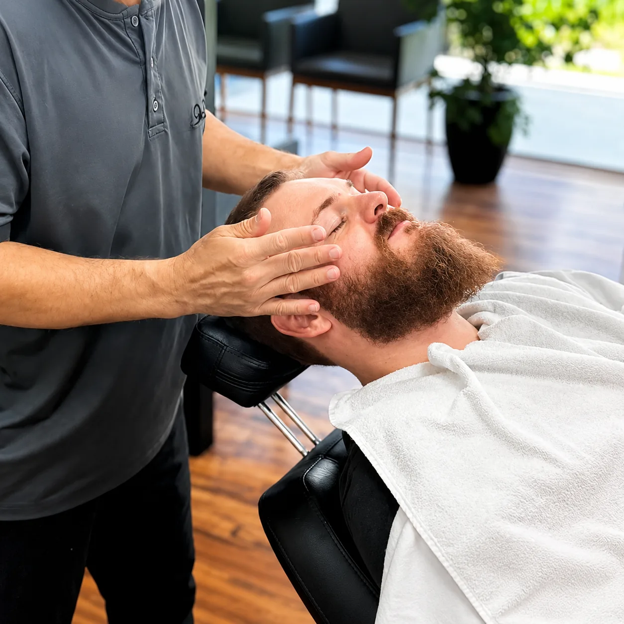 Barba e acabamentos na navalha na Barbearia Trindade