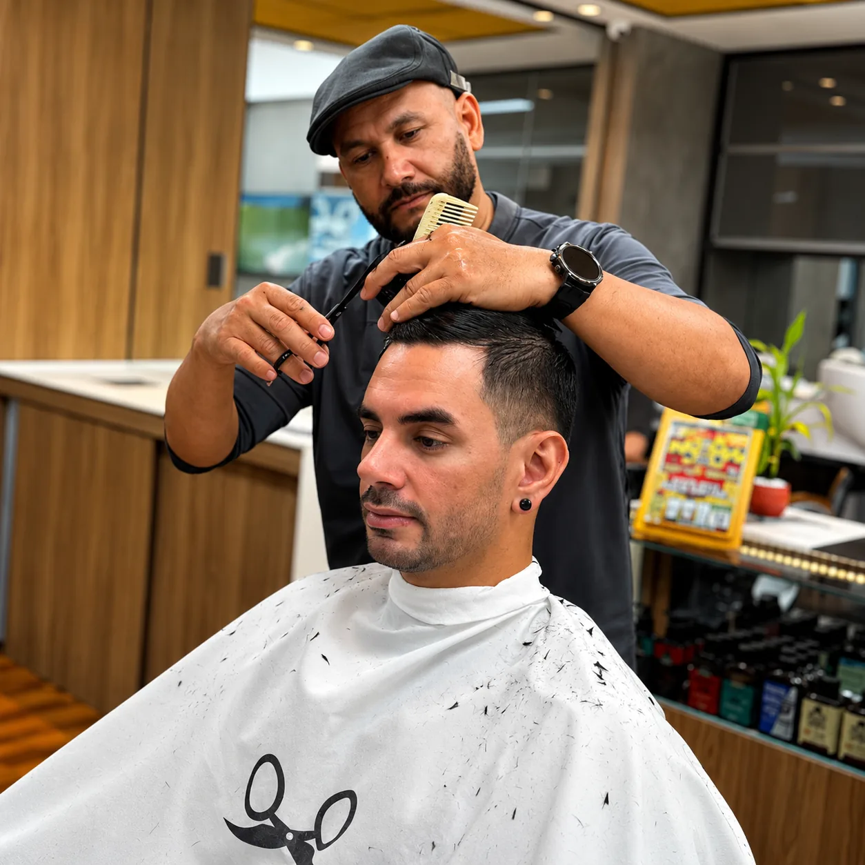 Corte de cabelo masculino na Barbearia Trindade